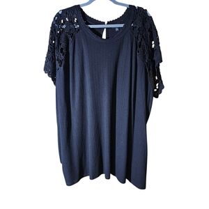 NWOT Torrid Black Crochet Sleeve Top